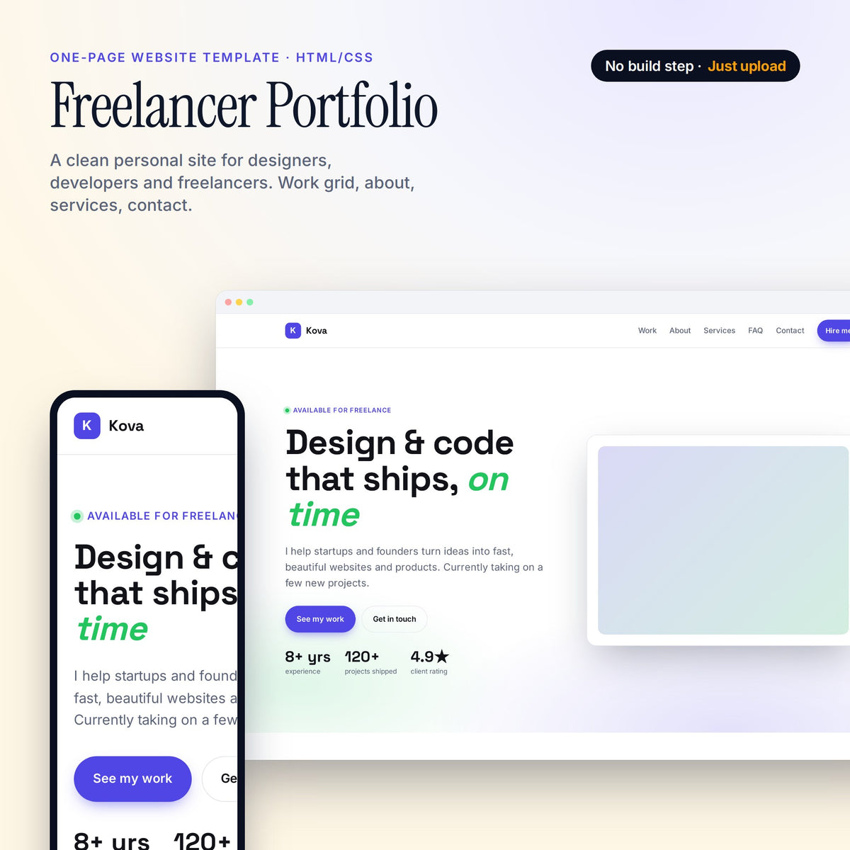 Freelancer Portfolio — One-Page Website Template (HTML/CSS) — cover