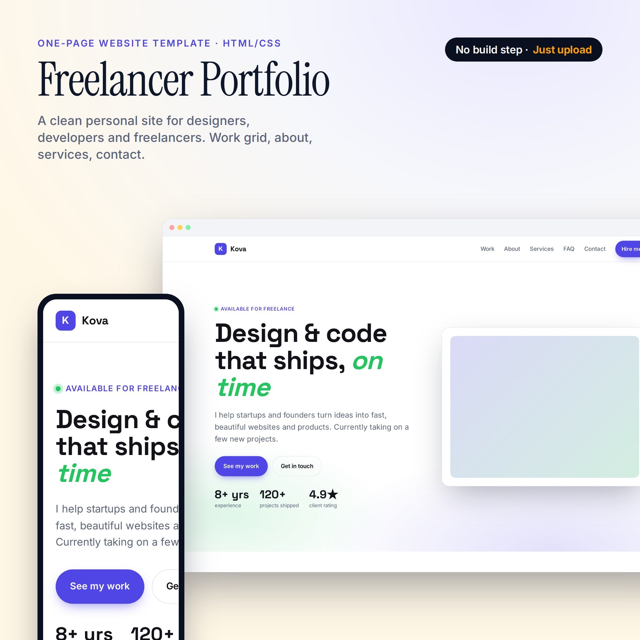 Freelancer Portfolio — One-Page Website Template (HTML/CSS) — cover