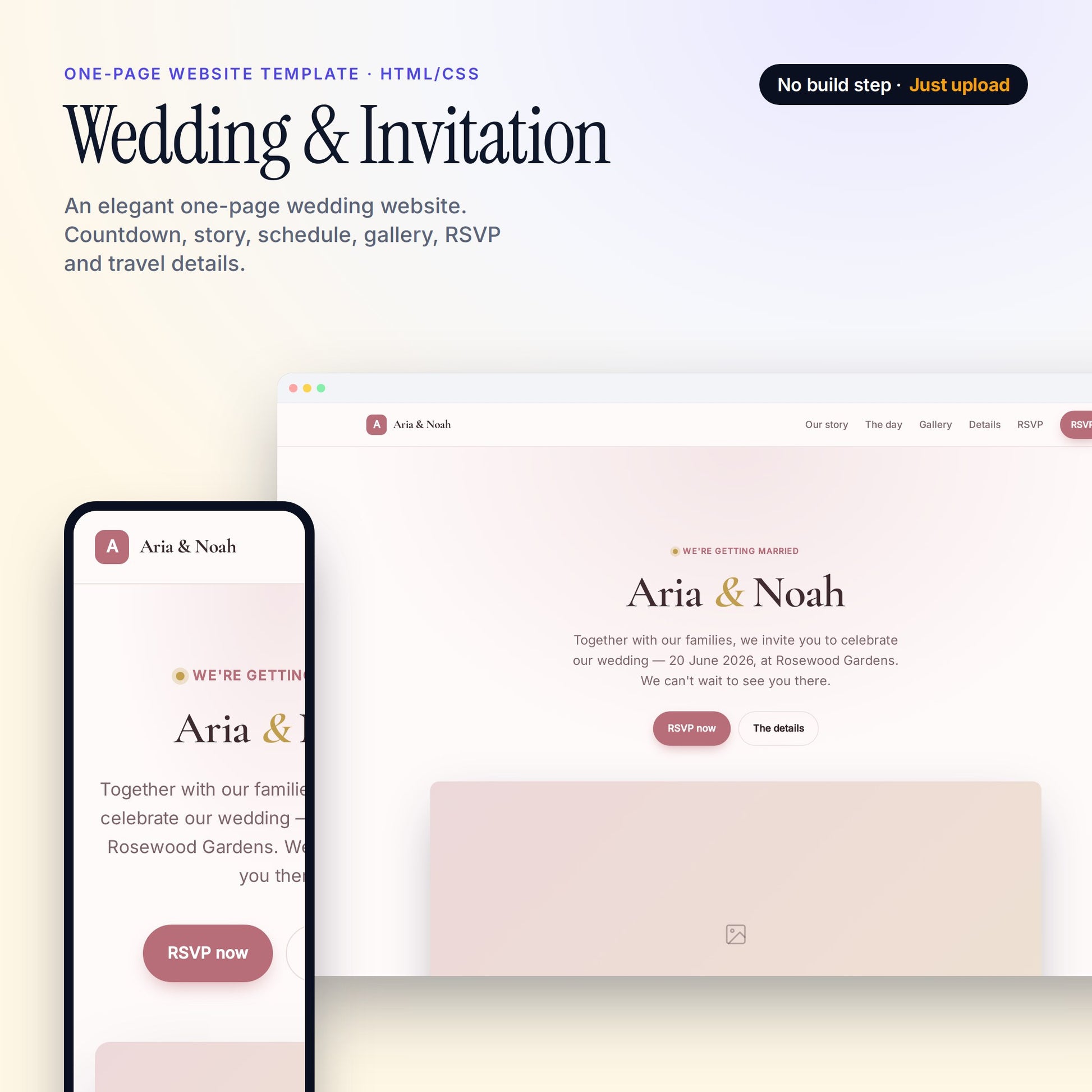 Wedding & Invitation — One-Page Website Template (HTML/CSS) — cover