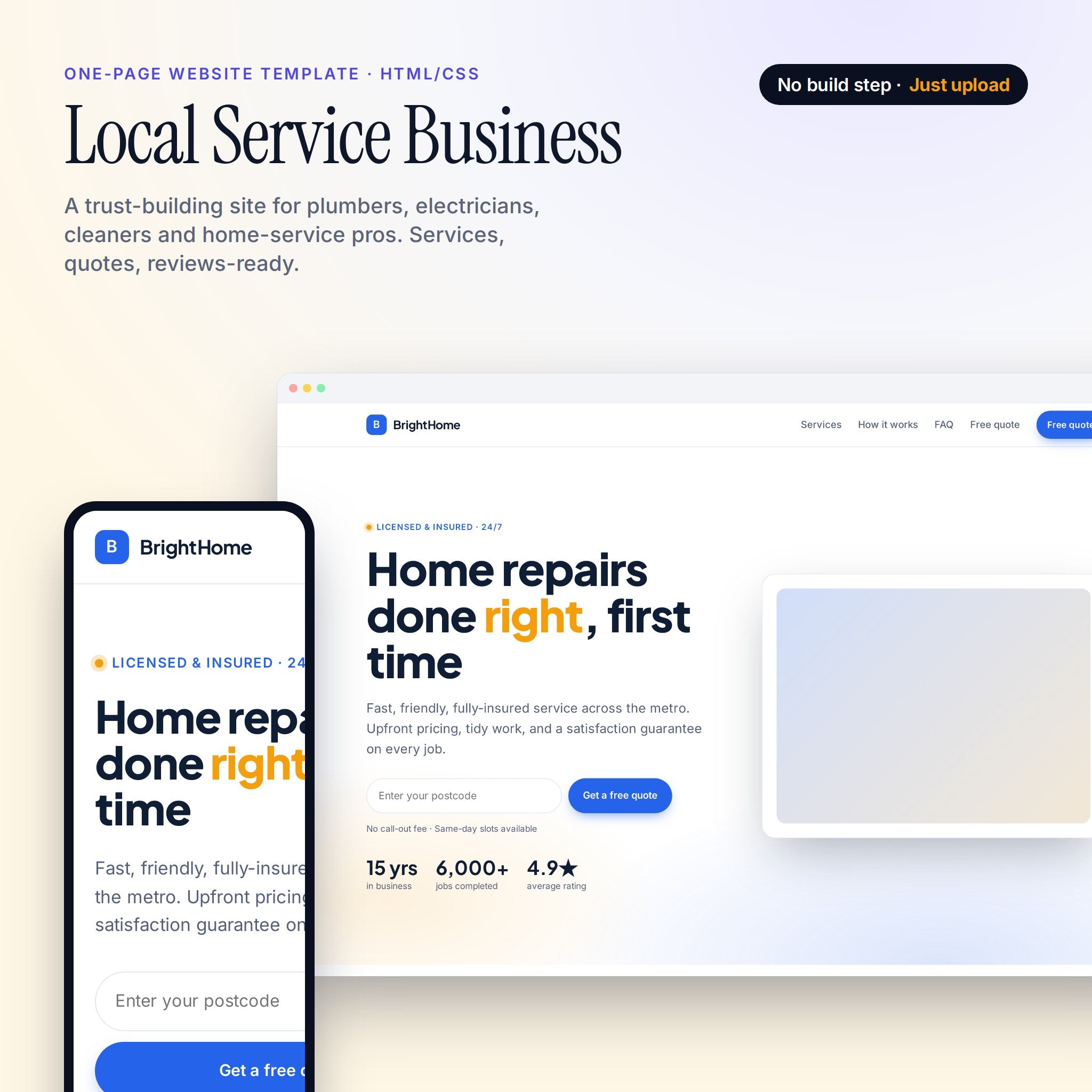 Local Service Business — One-Page Website Template (HTML/CSS) — cover