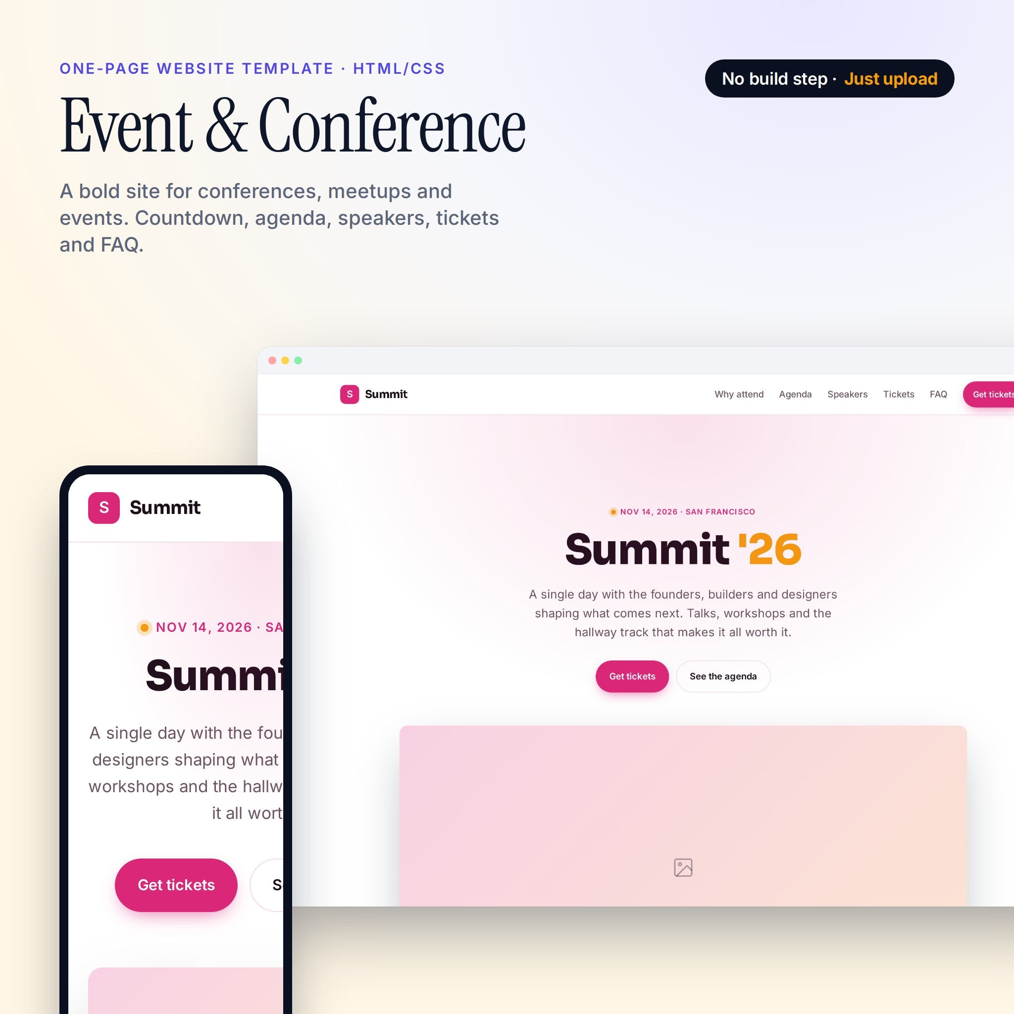 Event & Conference — One-Page Website Template (HTML/CSS) — cover
