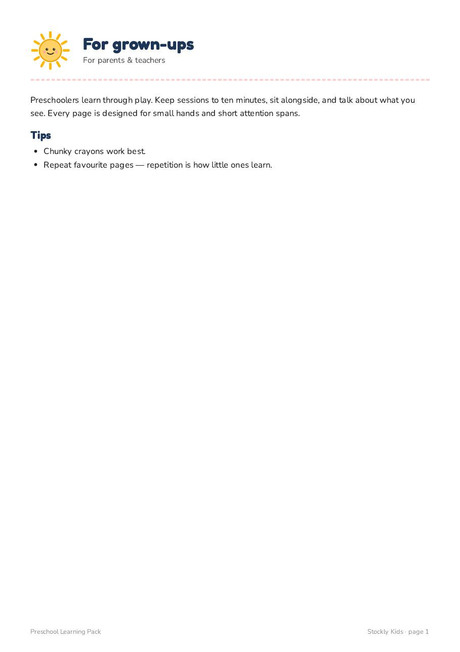 Preschool Learning Pack — page 1