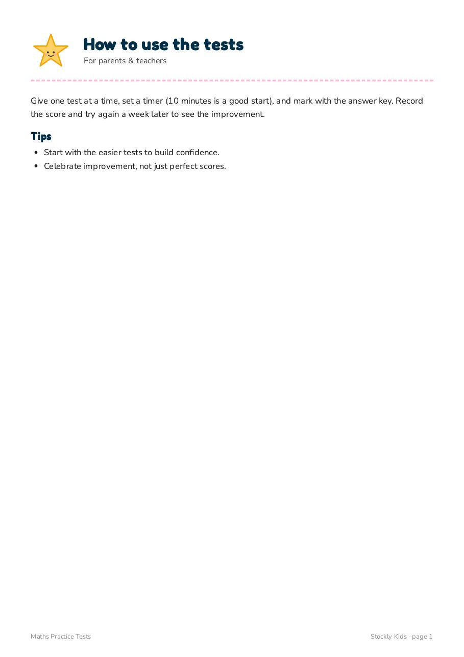 Maths Practice Tests — page 1