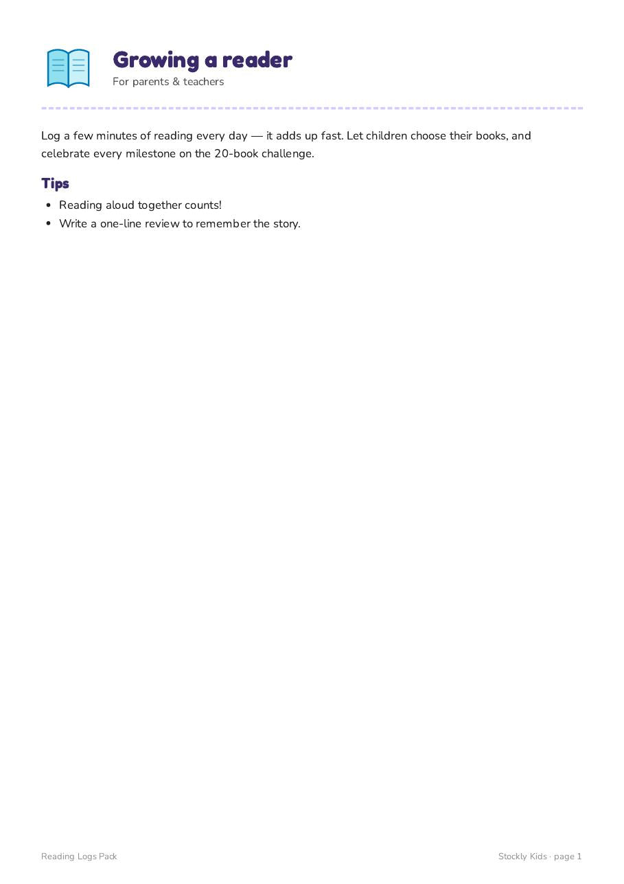 Reading Logs Pack — page 1