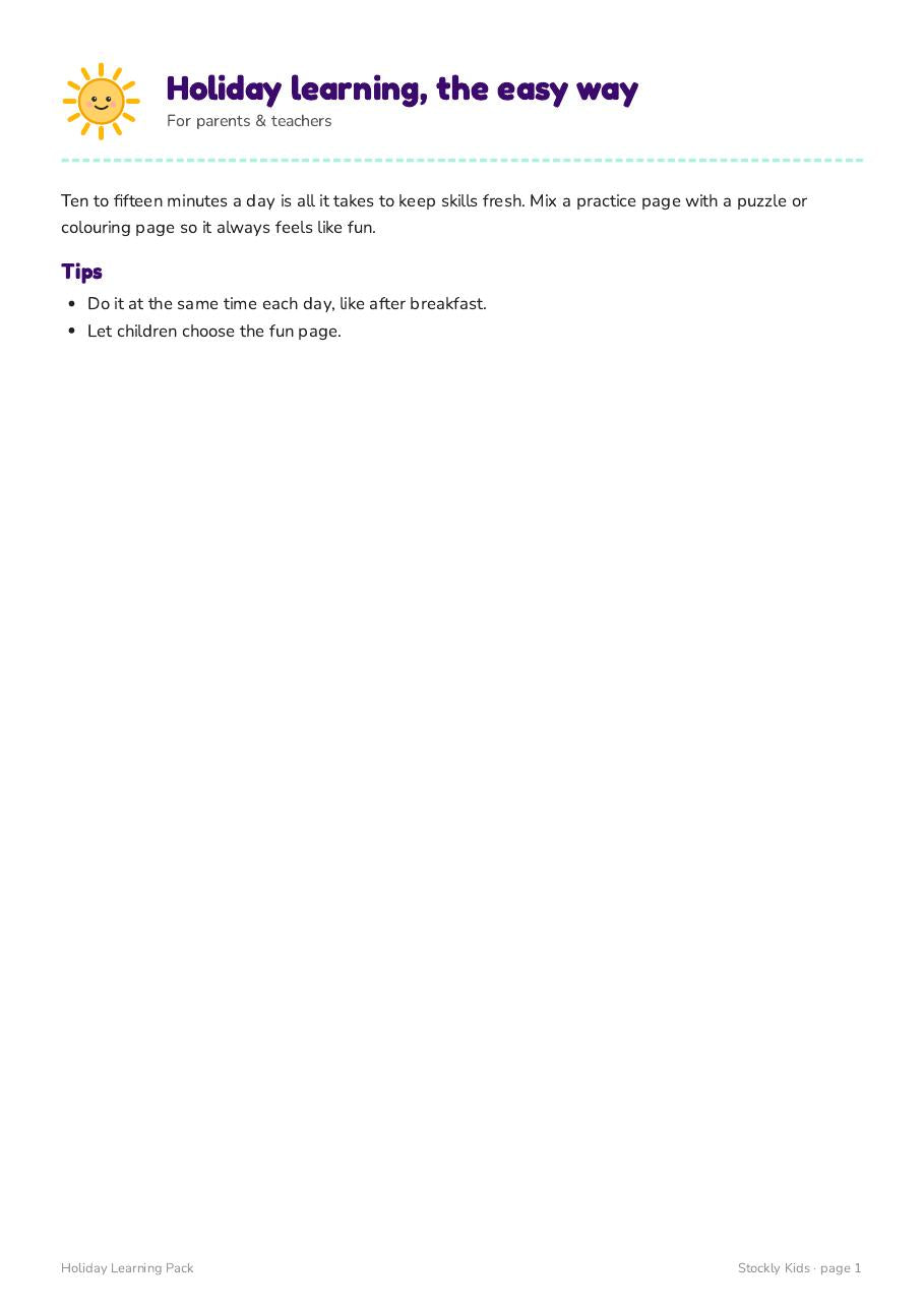 Holiday Learning Pack — page 1