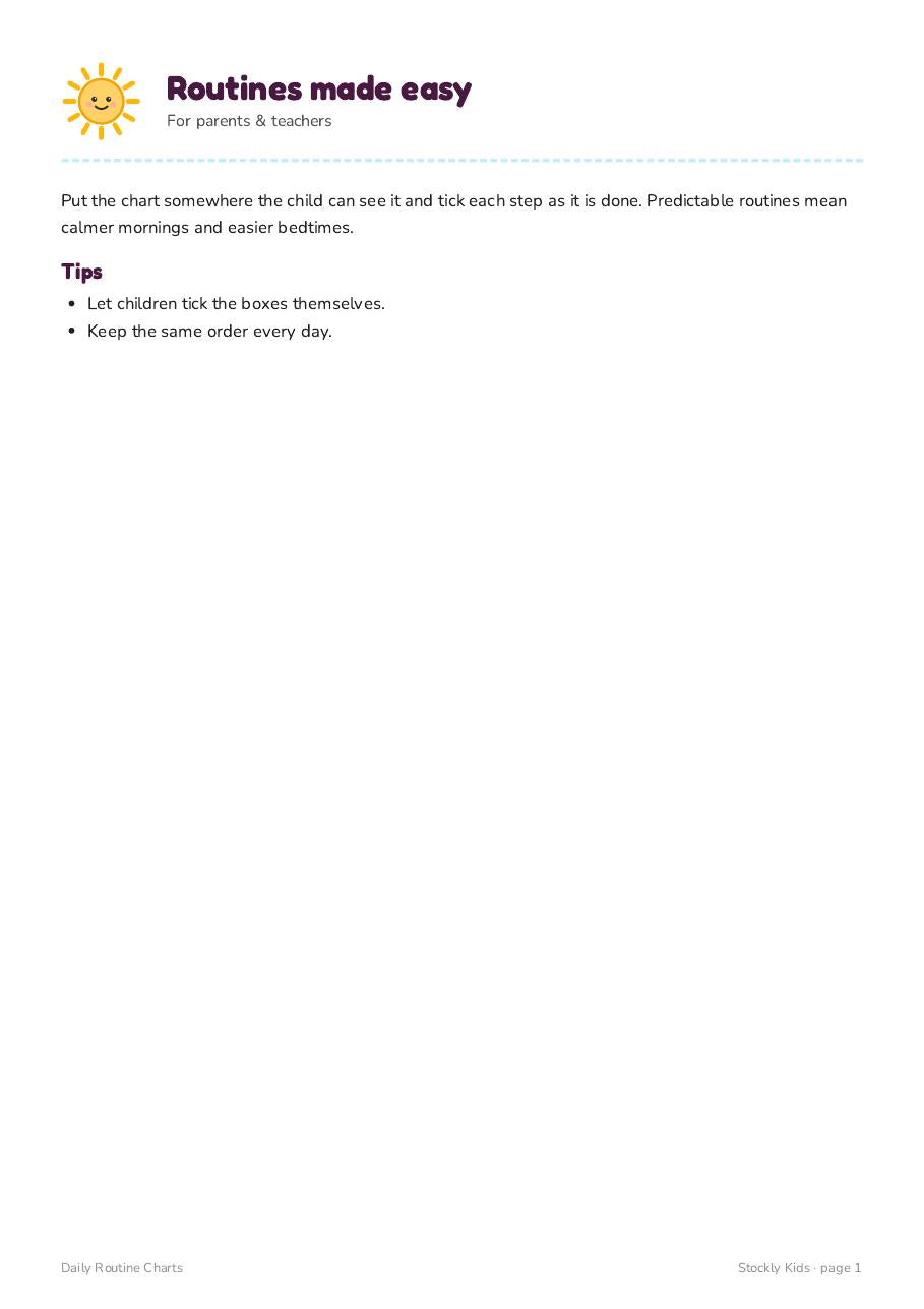 Daily Routine Charts — page 1