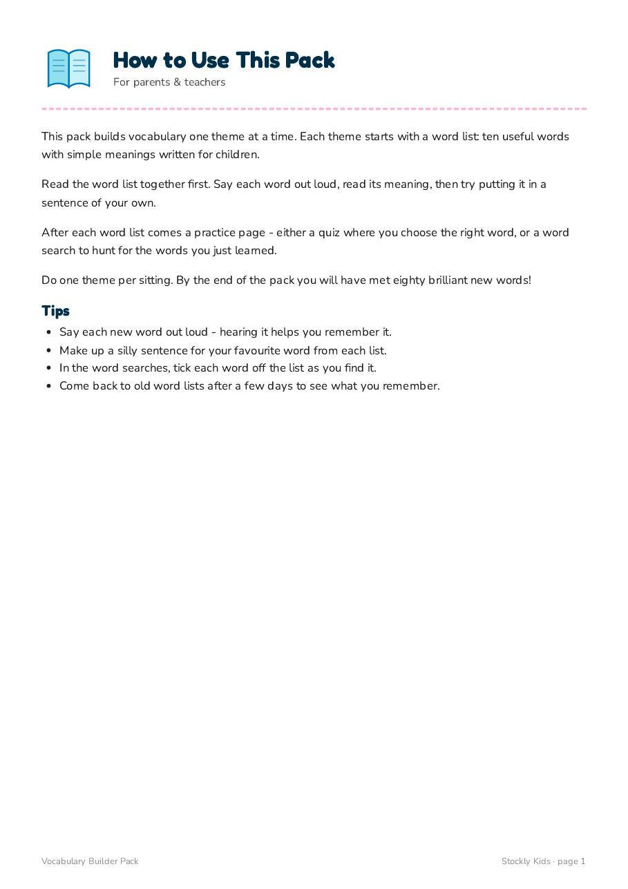 Vocabulary Builder Pack — page 1