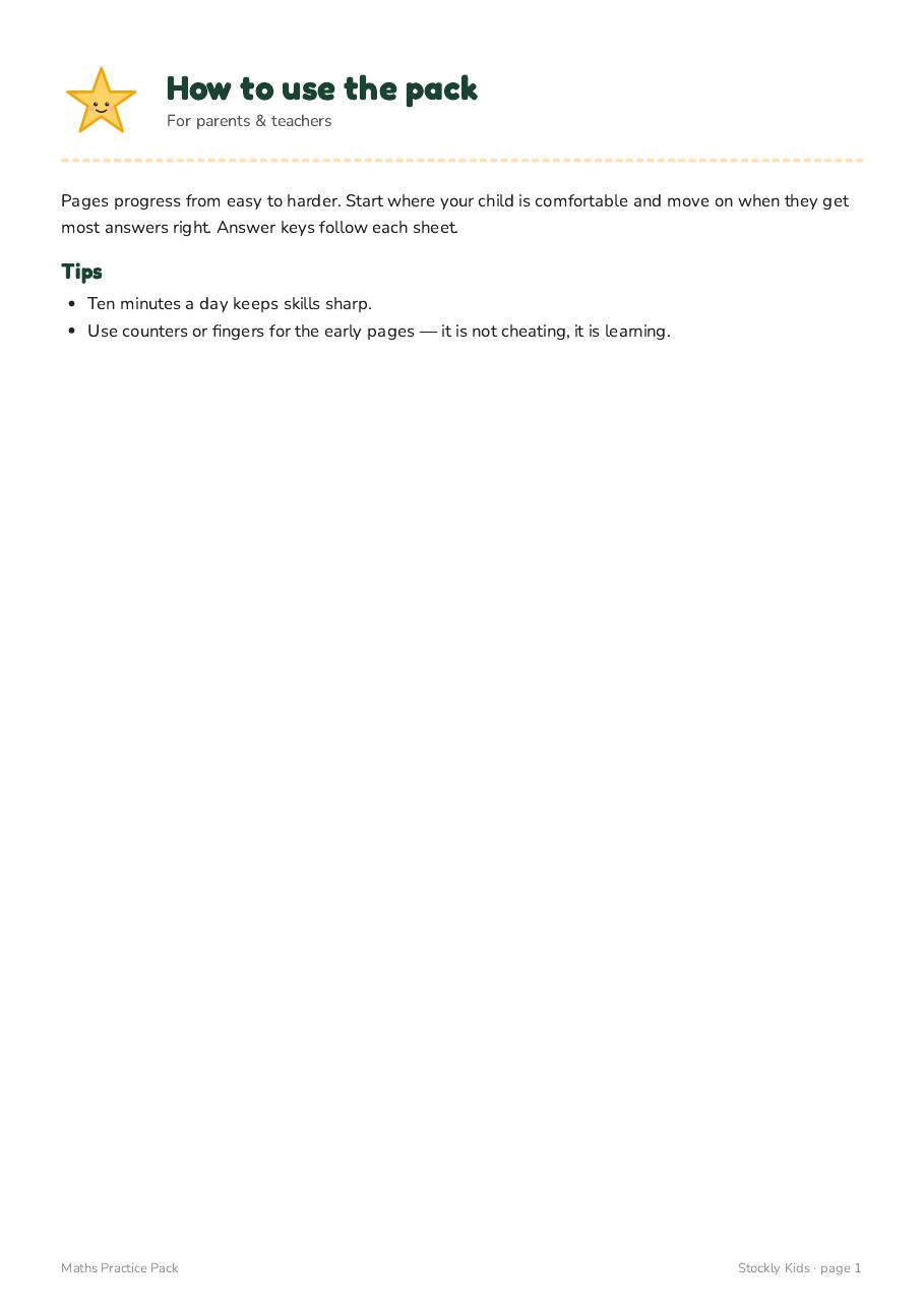 Maths Practice Pack — page 1