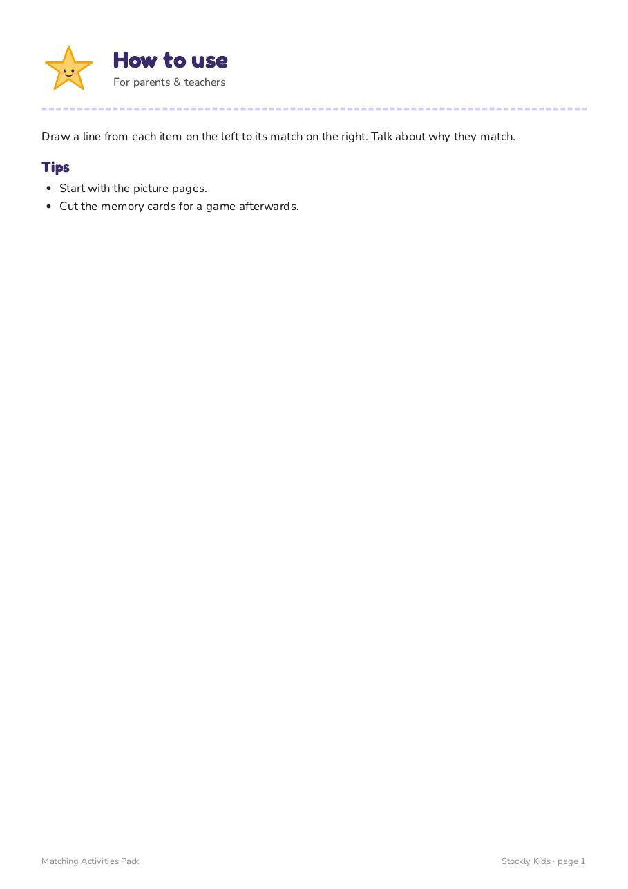 Matching Activities Pack — page 1