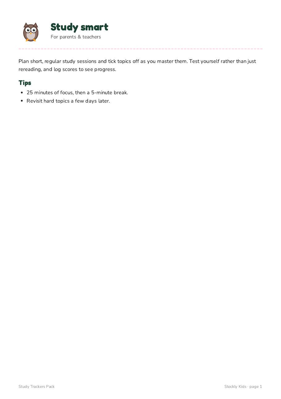 Study Trackers Pack — page 1