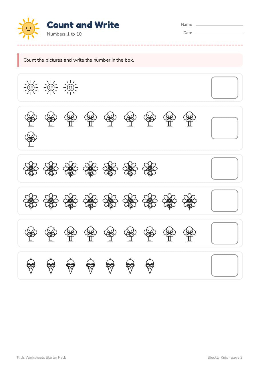 Kids Worksheets Starter Pack — page 2