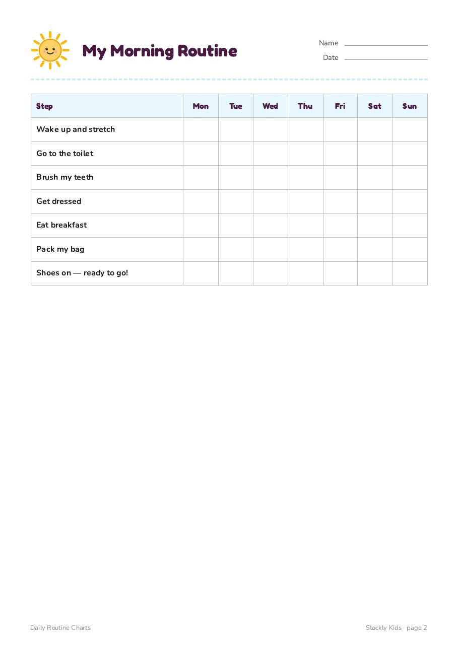 Daily Routine Charts — page 2