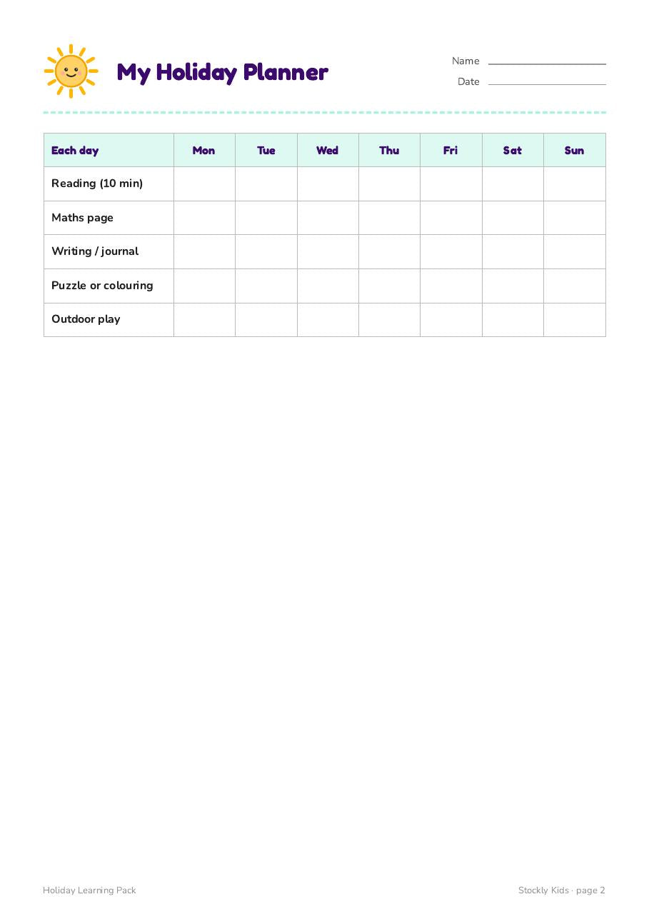 Holiday Learning Pack — page 2