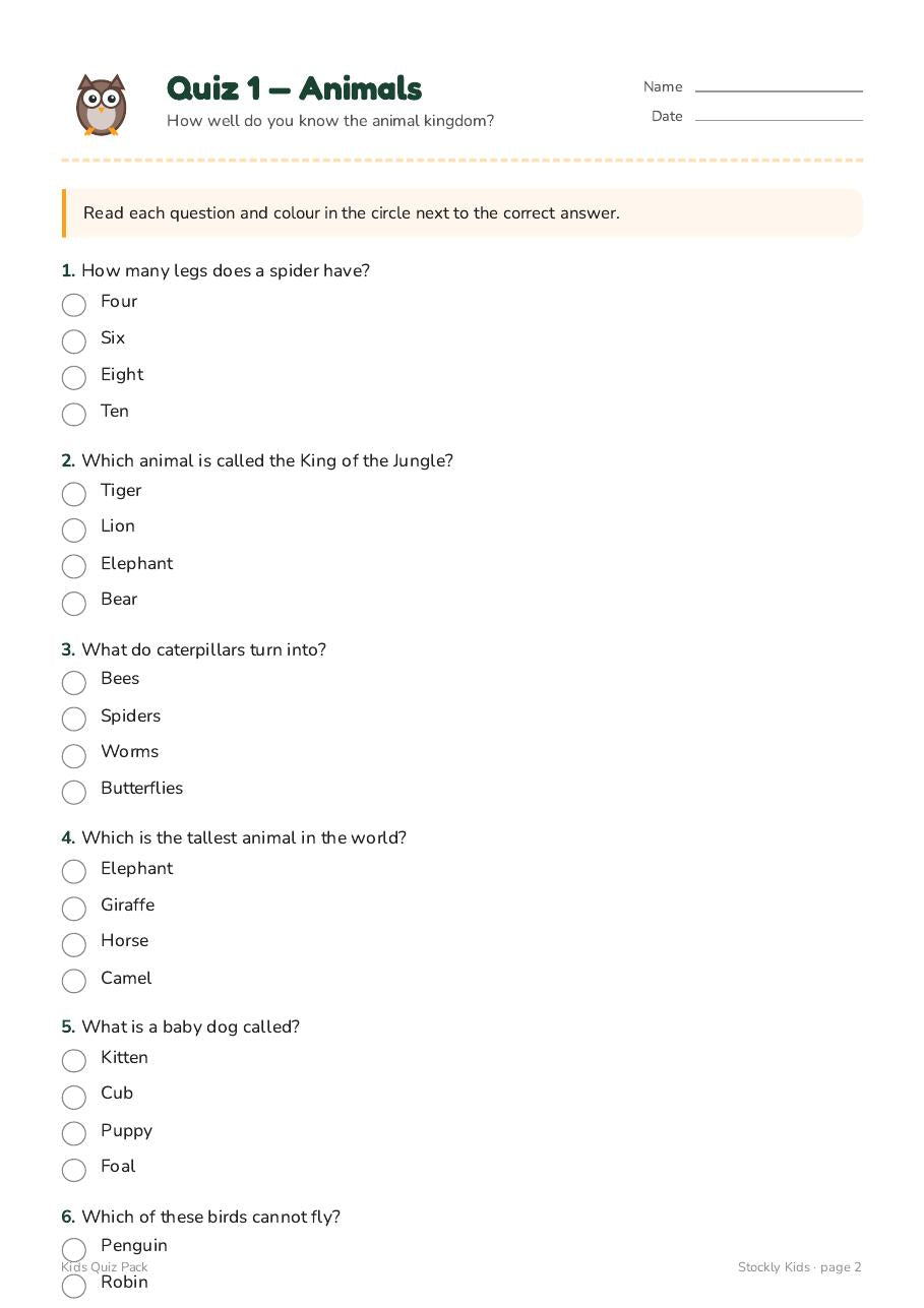 Kids Quiz Pack — page 2