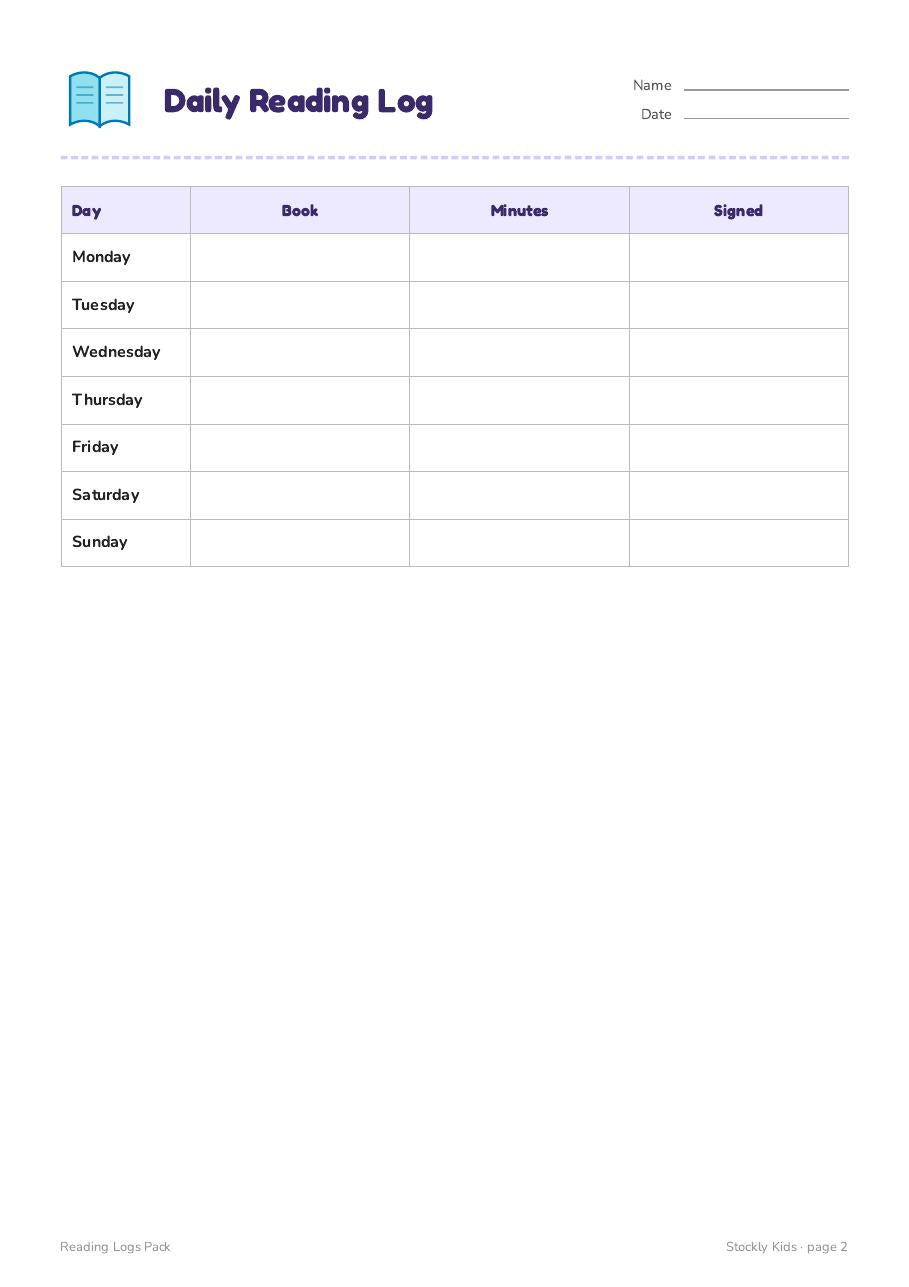 Reading Logs Pack — page 2