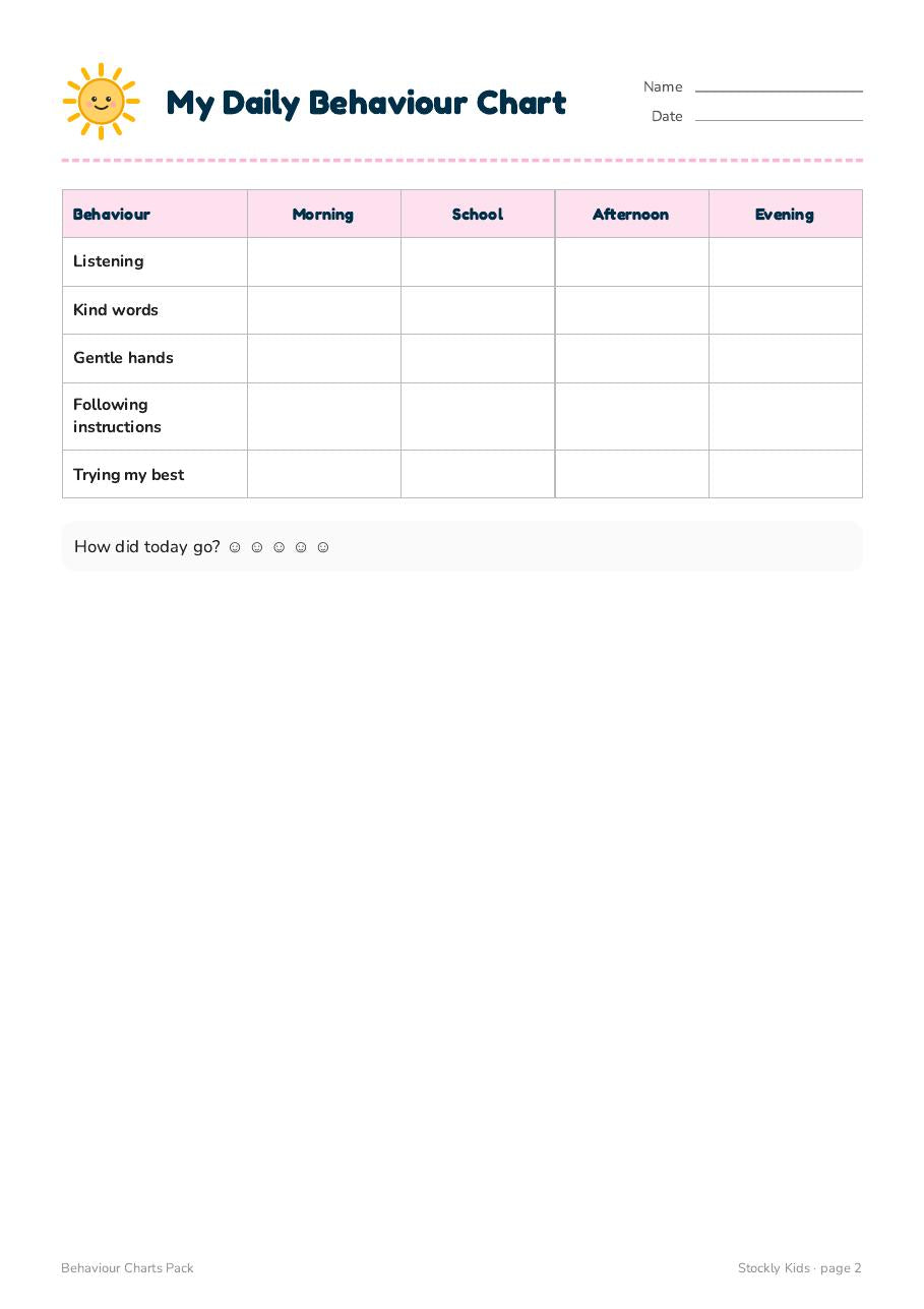 Behaviour Charts Pack — page 2