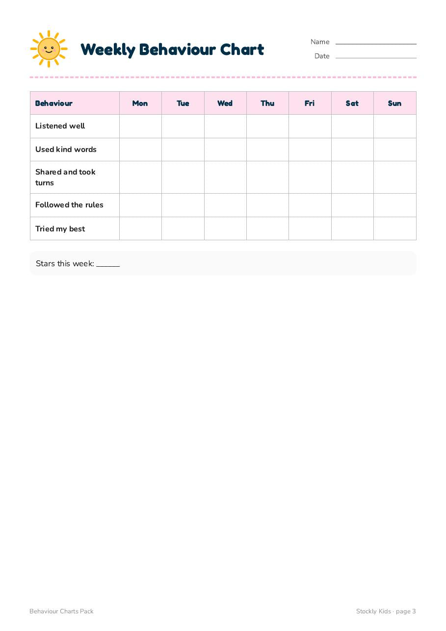 Behaviour Charts Pack — page 3