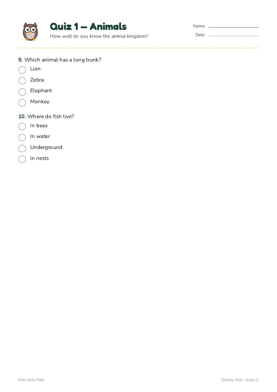 Kids Quiz Pack — page 3