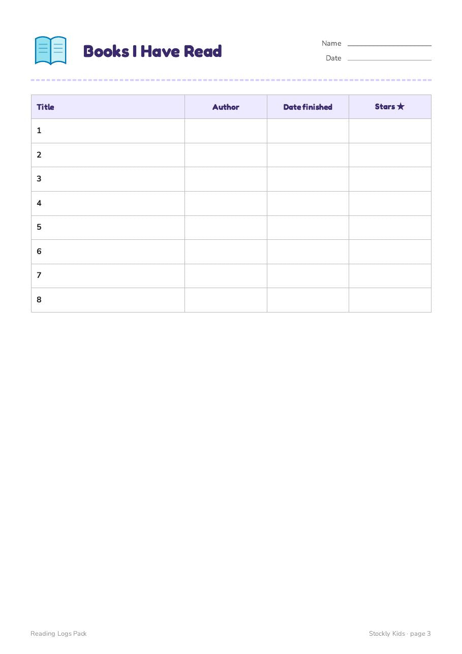 Reading Logs Pack — page 3