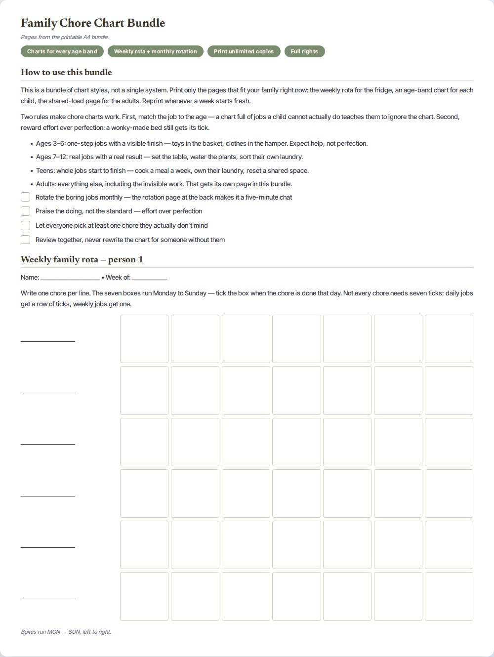 Family Chore Chart Bundle — preview 1