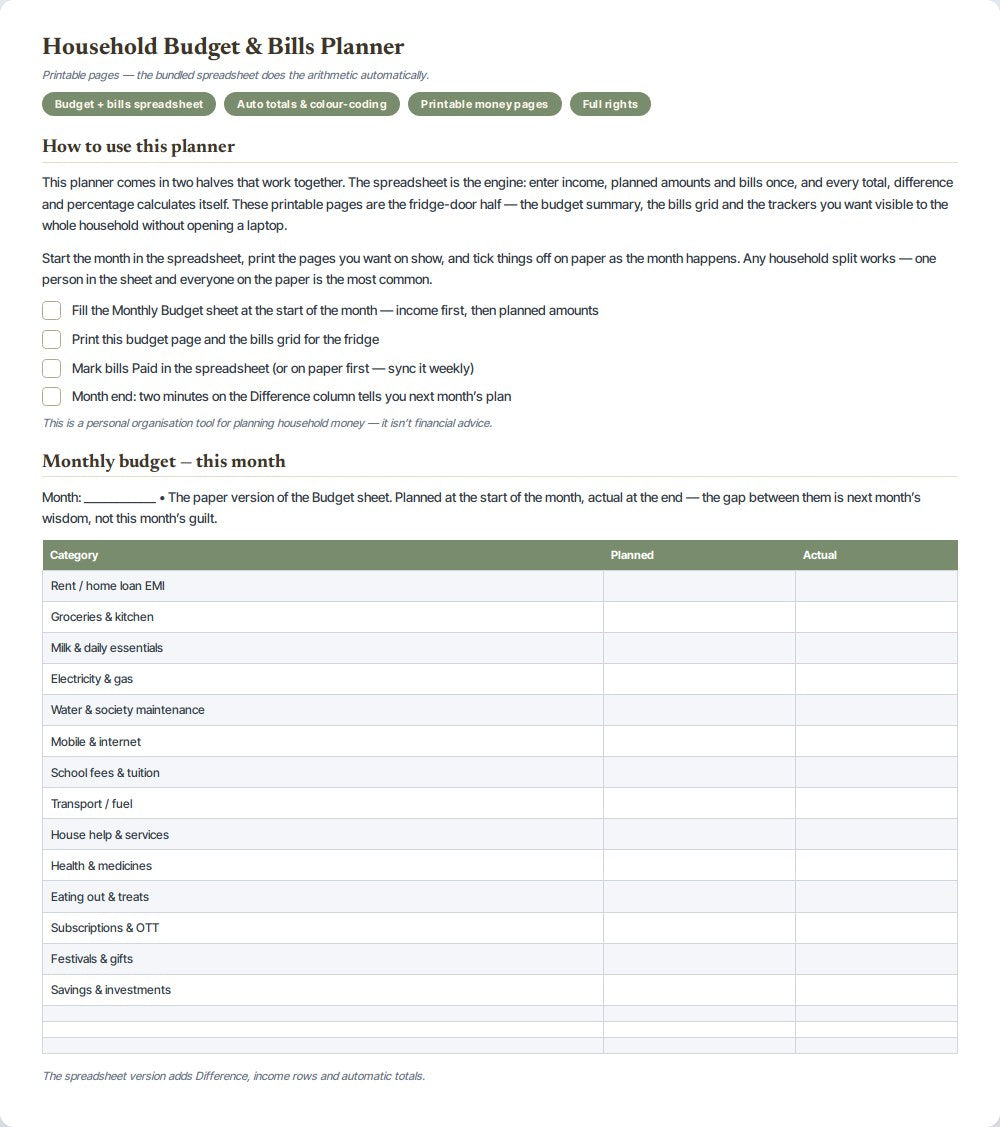 Household Budget & Bills Planner — preview 1