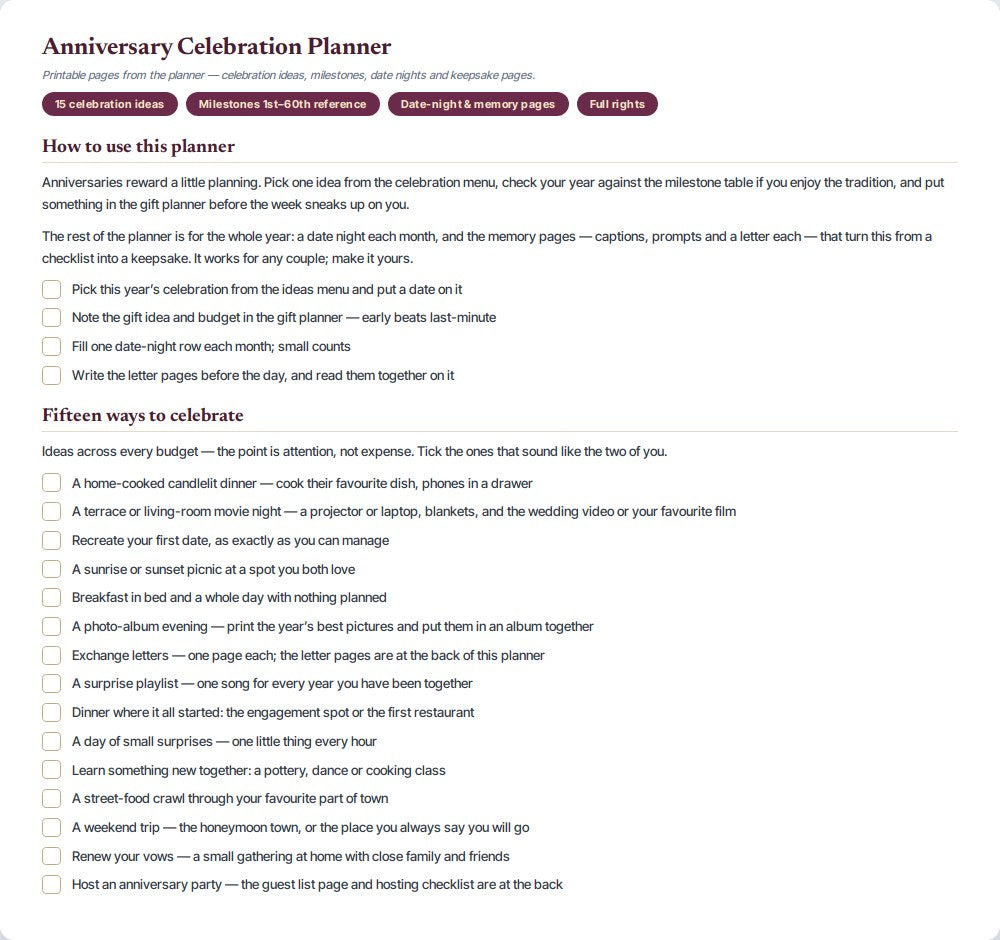 Anniversary Celebration Planner — preview 1