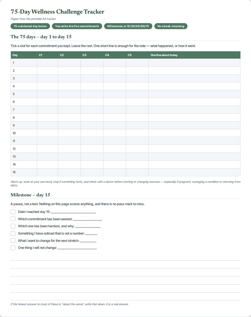 75-Day Wellness Challenge Tracker — preview 1