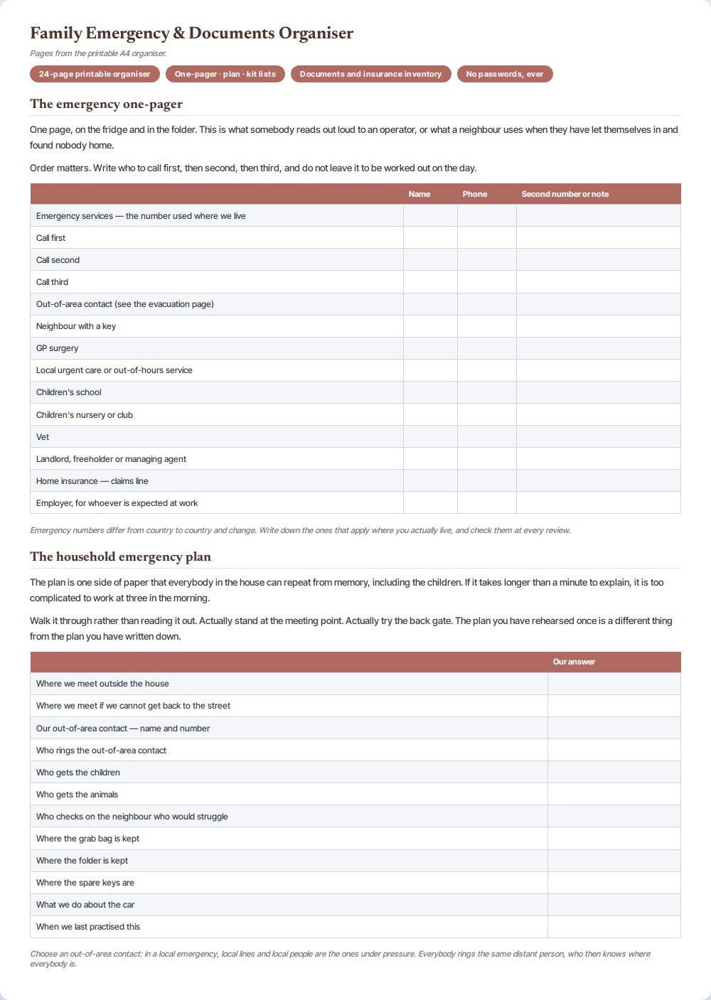 Family Emergency & Documents Organiser — preview 1
