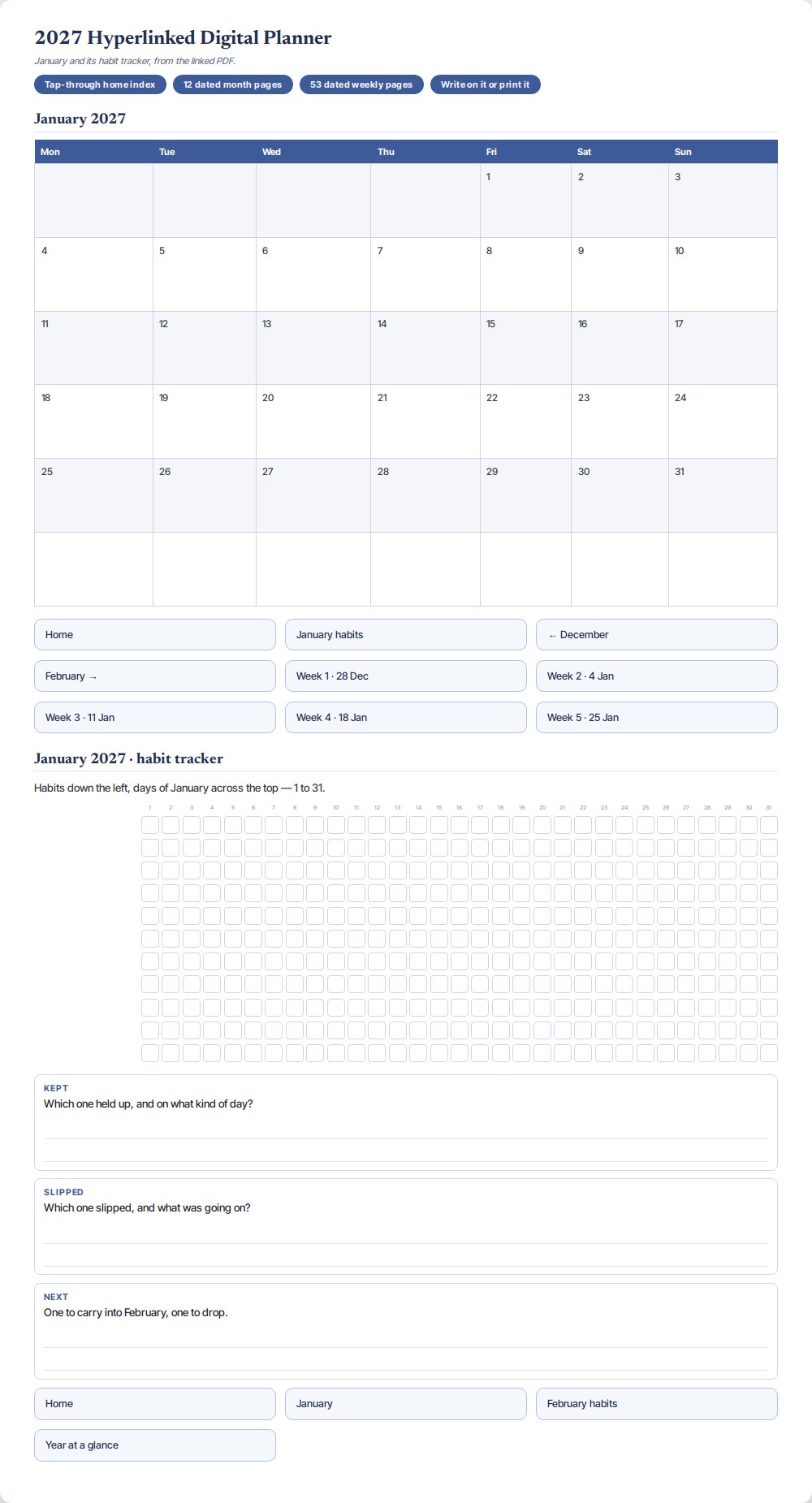 2027 Hyperlinked Digital Planner — preview 1