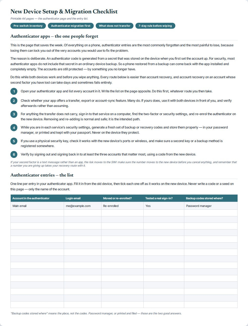 New Device Setup & Migration Checklist — preview 1