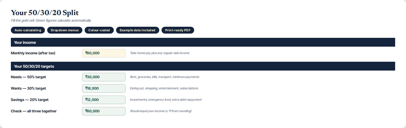50/30/20 Budget Template — preview 1