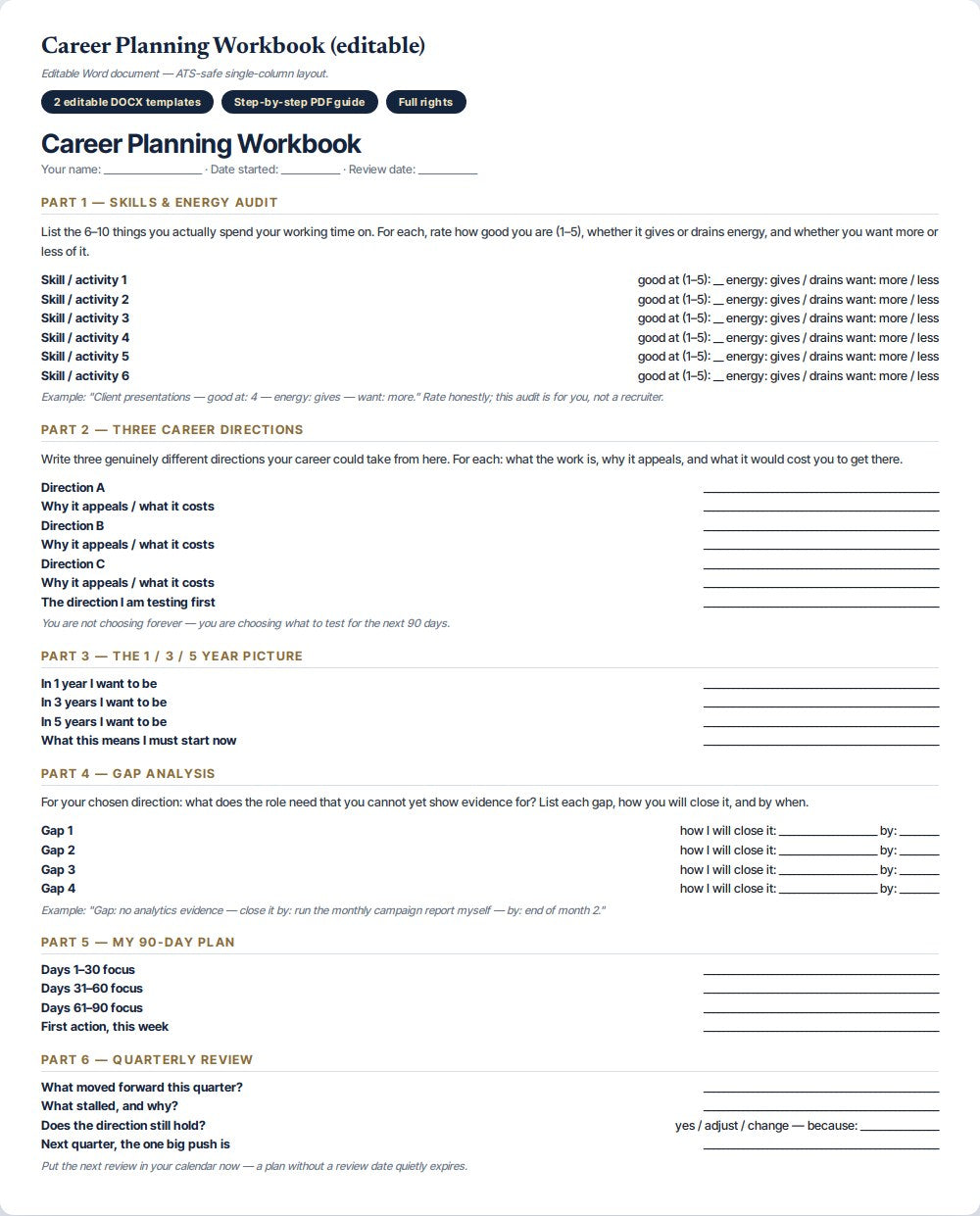 Career Planning Workbook — preview 1
