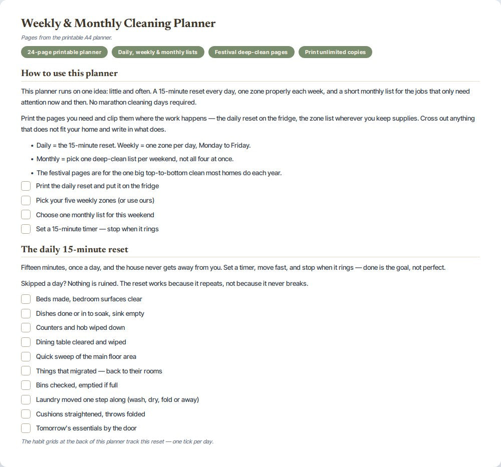 Weekly & Monthly Cleaning Planner — preview 1