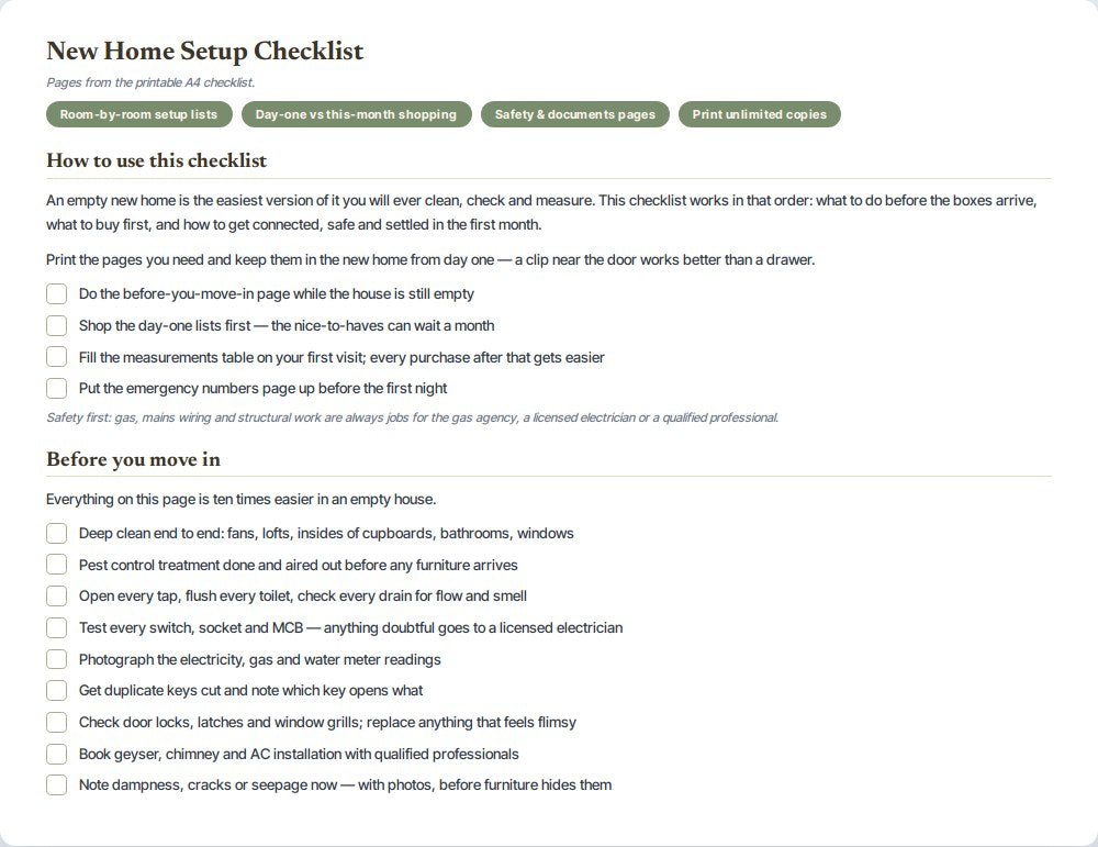 New Home Setup Checklist — preview 1