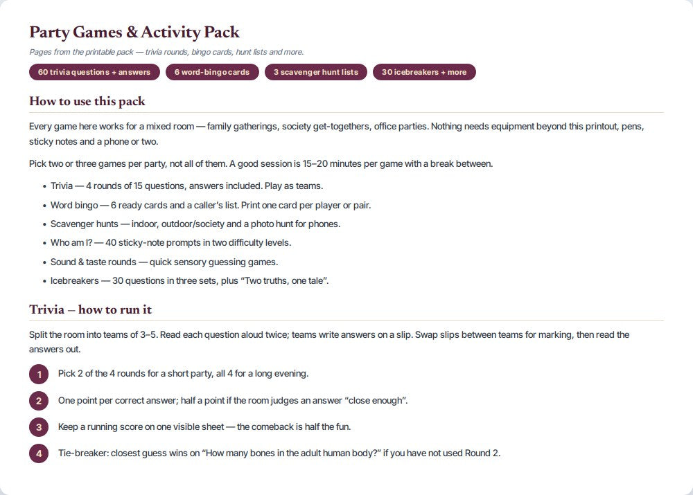 Party Games & Activity Pack — preview 1