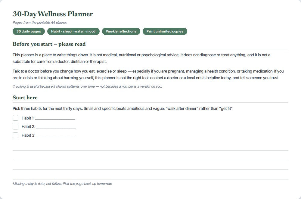 30-Day Wellness Planner — preview 1