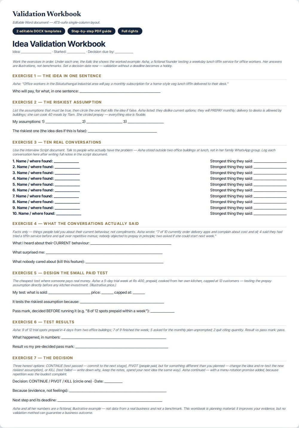 Business Idea Validation Workbook — preview 1