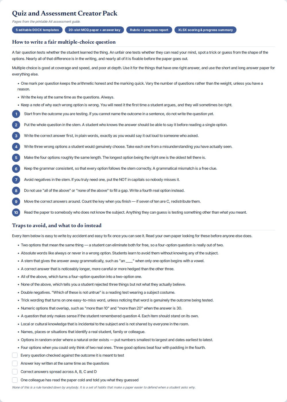 Quiz and Assessment Creator Pack — preview 2