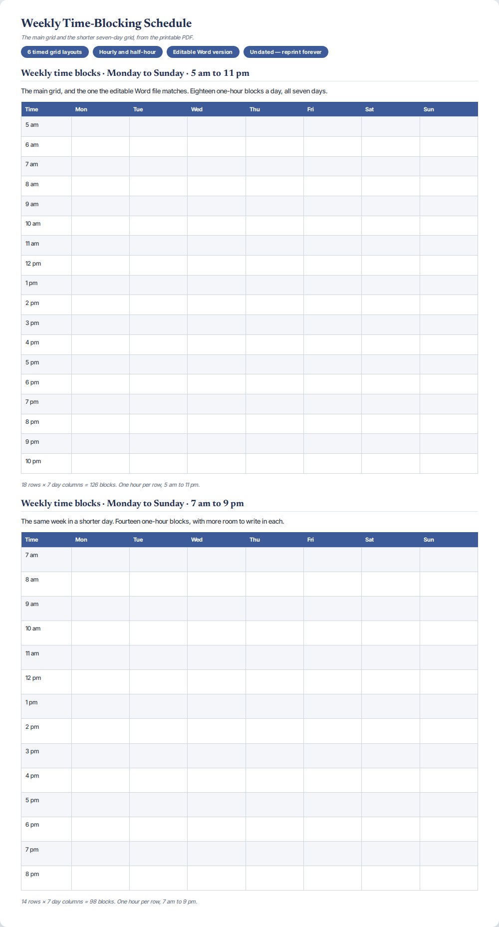 Weekly Time-Blocking Schedule — preview 2