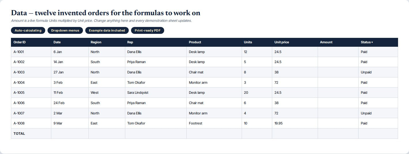 Spreadsheet Formula Cheat Sheet Pack — preview 2
