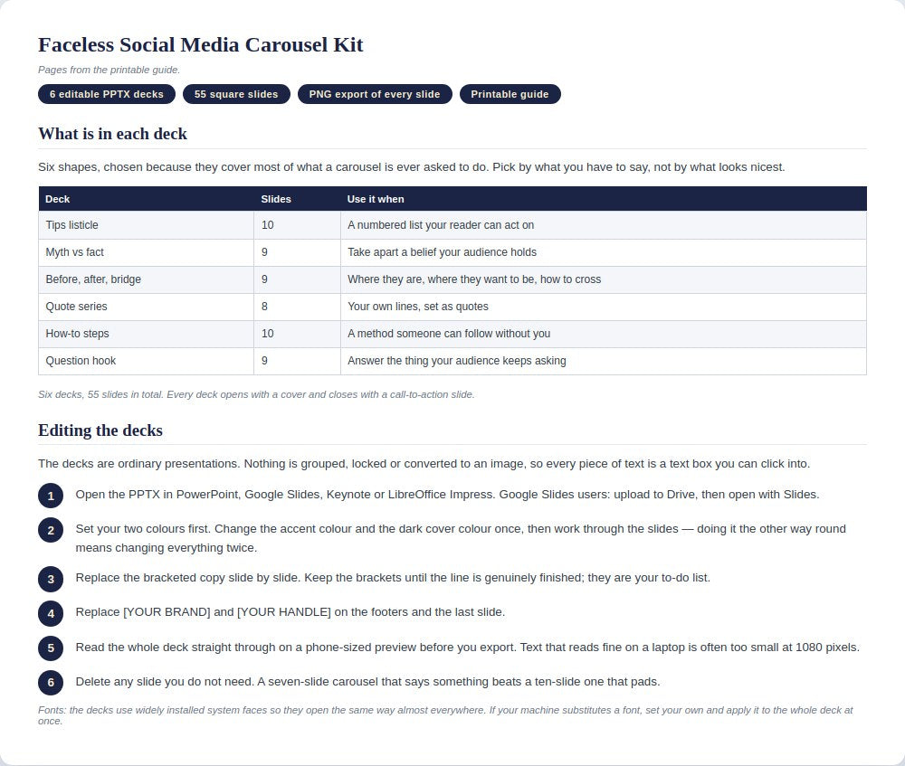 Faceless Social Media Carousel Kit — preview 3