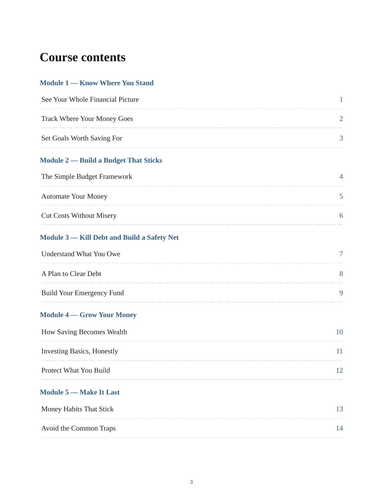 Personal Finance Crash Course — course script