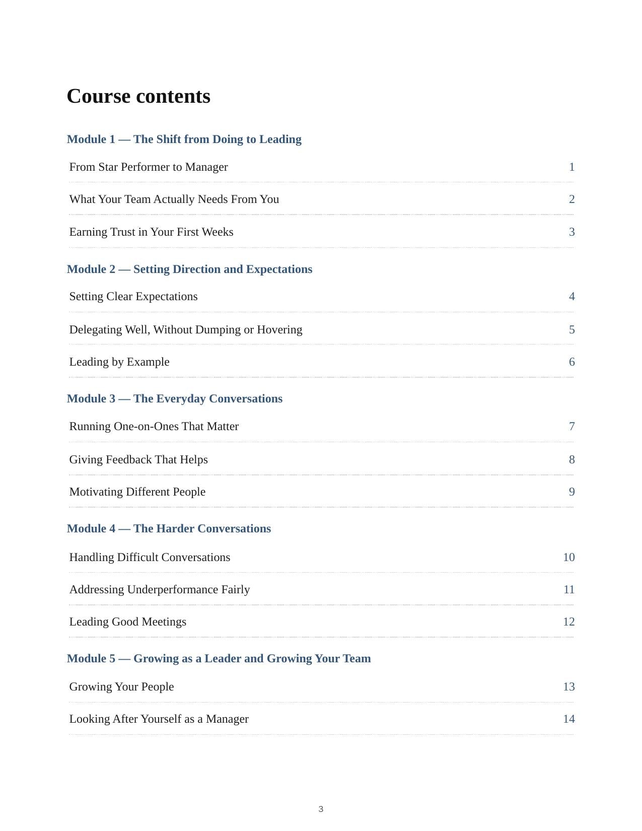 Leadership Skills for New Managers — course script