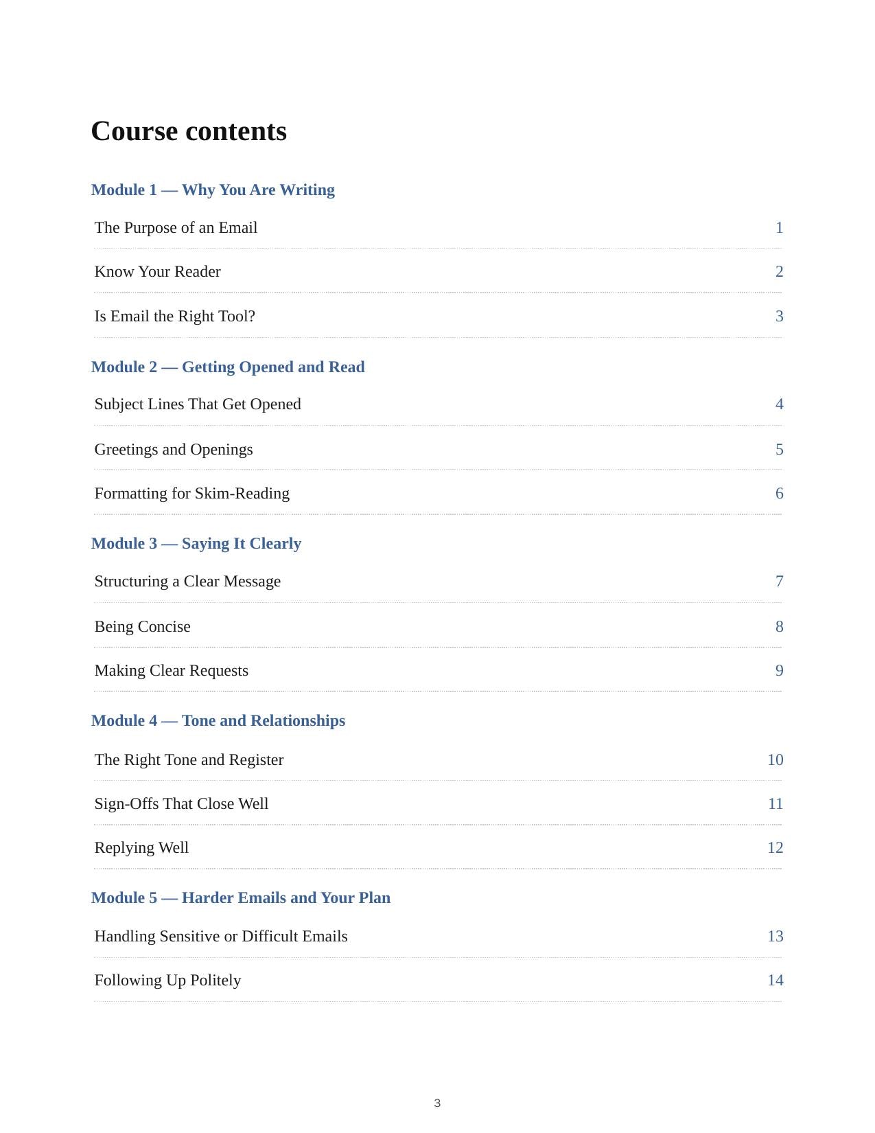 Email Writing for Professionals — course script