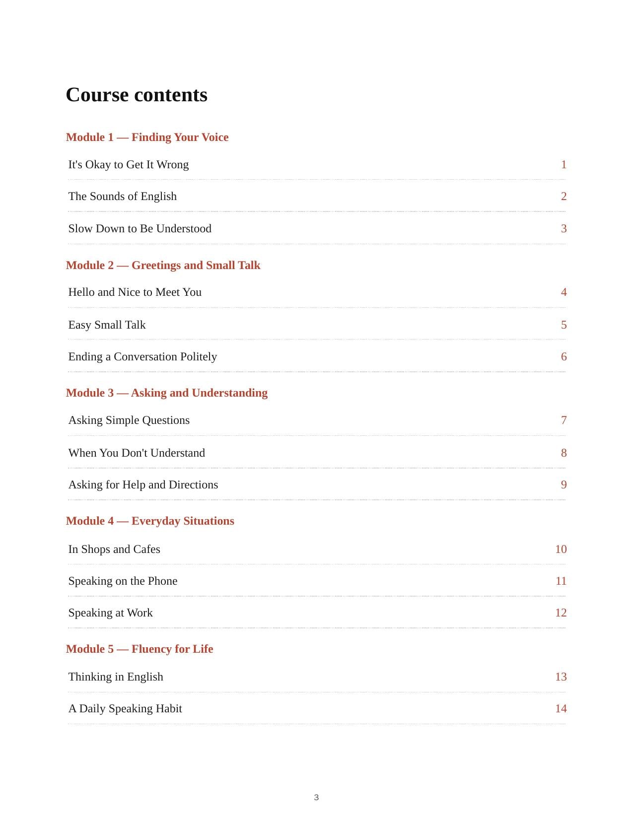 Spoken English for Beginners — course script