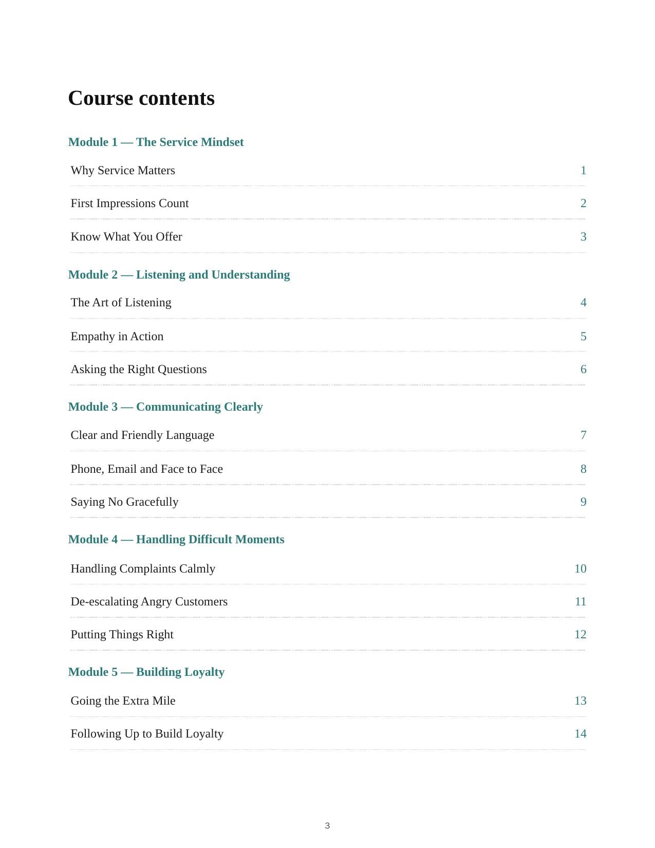 Customer Service Training — course script