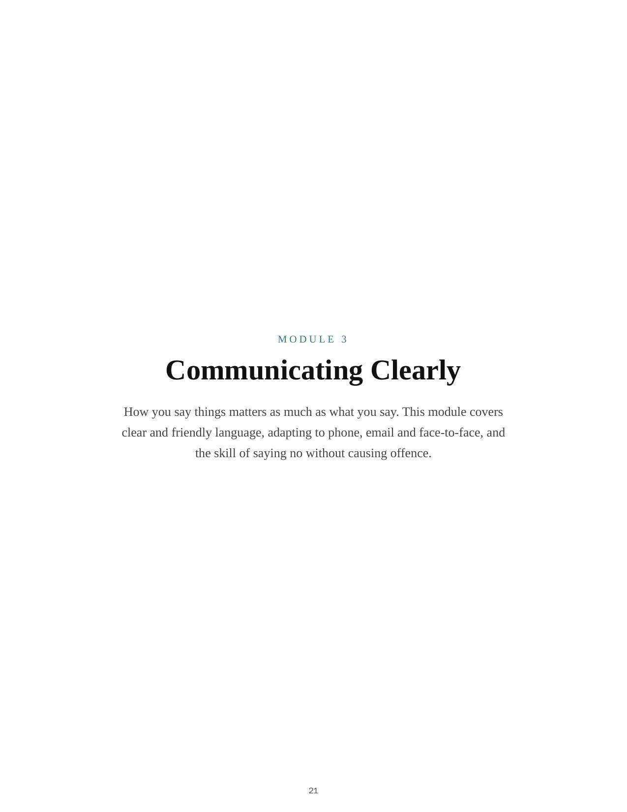 Customer Service Training — course script