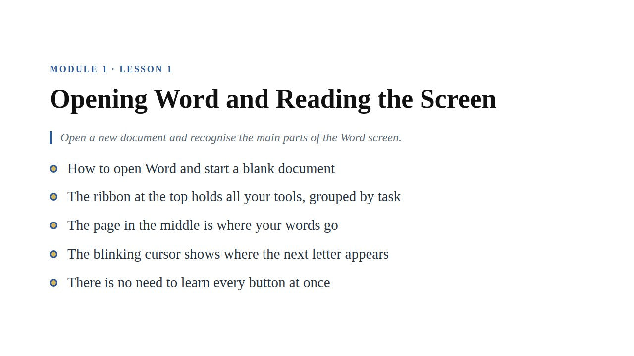 Microsoft Word for Beginners — slide 3