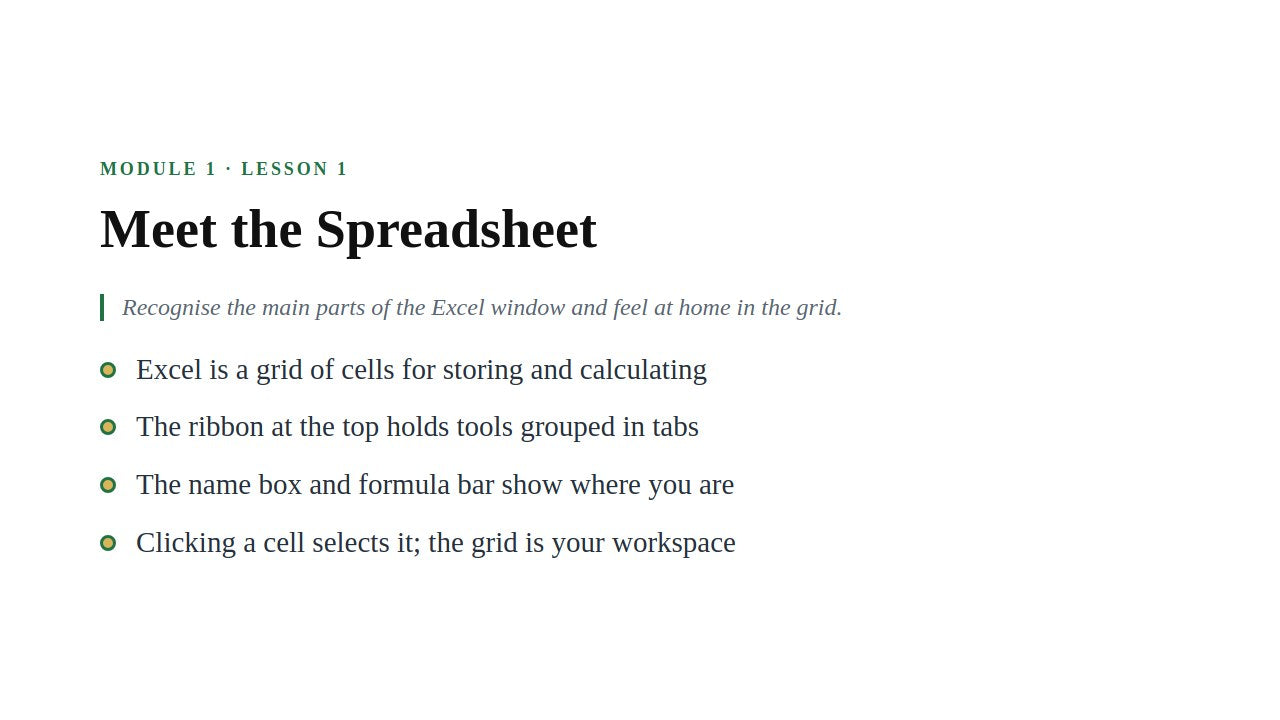 Microsoft Excel for Beginners — slide 3